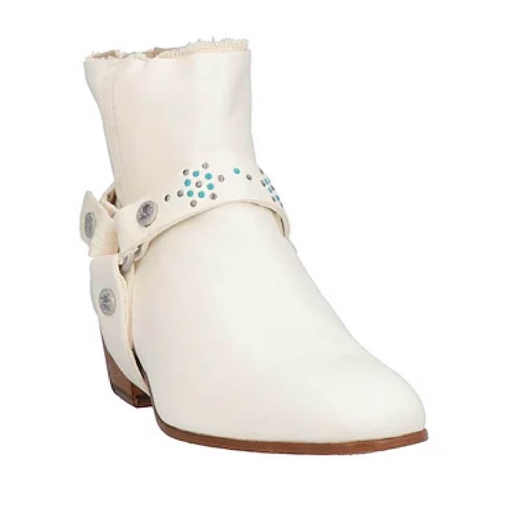 Zadig & Voltaire White Ankle Booties with Studded Strap